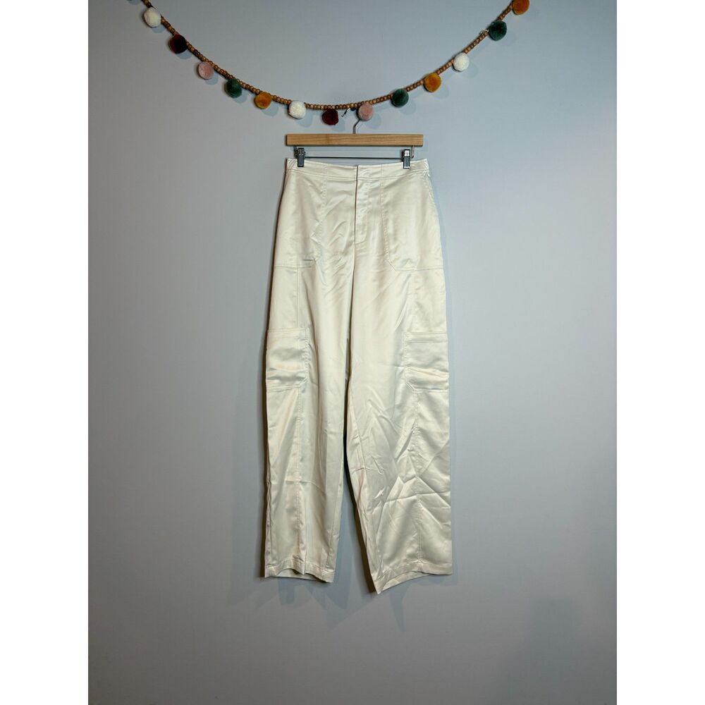Calia cream satiny cargo pants